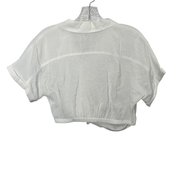 Zara Button Front Cropped Shirt Girls Size 11-12 White New WOT - Picture 2 of 7